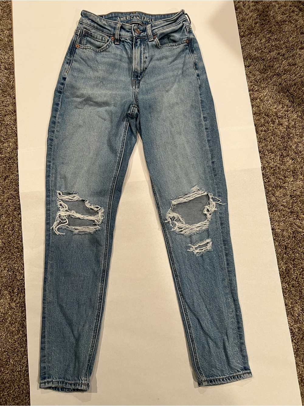 American Eagle Outfitters Light Wash Distressed High-Rise Jeans